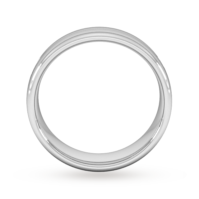 Goldsmiths 6mm D Shape Heavy Milgrain Centre Wedding Ring In 9 Carat White Gold
