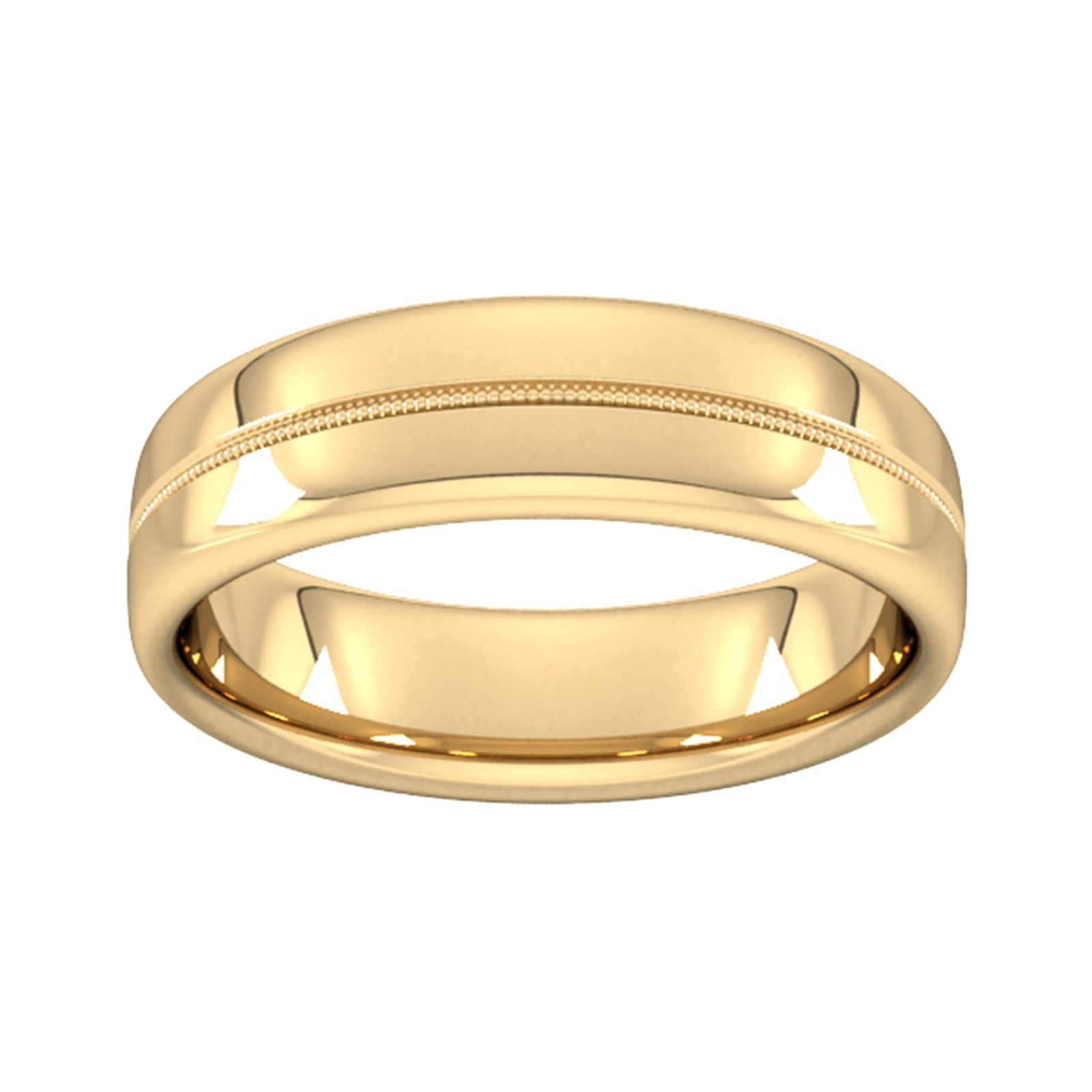 6mm D Shape Standard Milgrain Centre Wedding Ring In 9 Carat Yellow Gold - Ring Size M