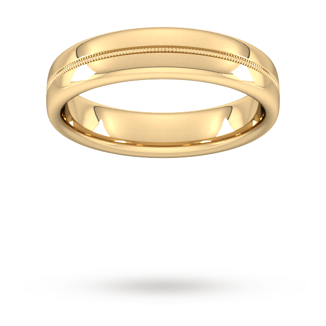 Goldsmiths 5mm D Shape Heavy Milgrain Centre Wedding Ring In 9 Carat Yellow Gold - Ring Size K