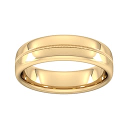 08301047 - 6mm D Shape Heavy Milgrain Centre Wedding Ring In 9 Carat Yellow Gold