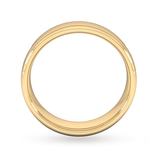 Goldsmiths 6mm D Shape Heavy Milgrain Centre Wedding Ring In 9 Carat Yellow Gold - Ring Size R
