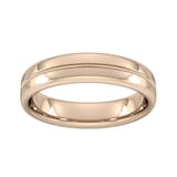 Goldsmiths 5mm D Shape Standard Milgrain Centre Wedding Ring In 9 Carat Rose Gold