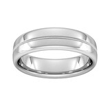Goldsmiths 6mm D Shape Standard Milgrain Centre Wedding Ring In 18 Carat White Gold