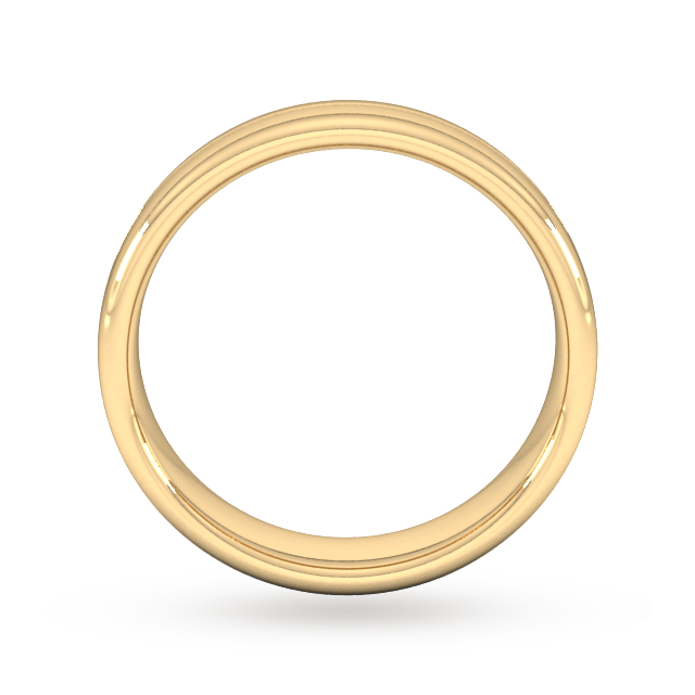 Goldsmiths 5mm D Shape Standard Milgrain Centre Wedding Ring In 18 Carat Yellow Gold