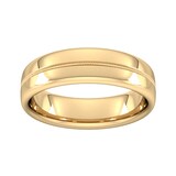 Goldsmiths 6mm D Shape Standard Milgrain Centre Wedding Ring In 18 Carat Yellow Gold