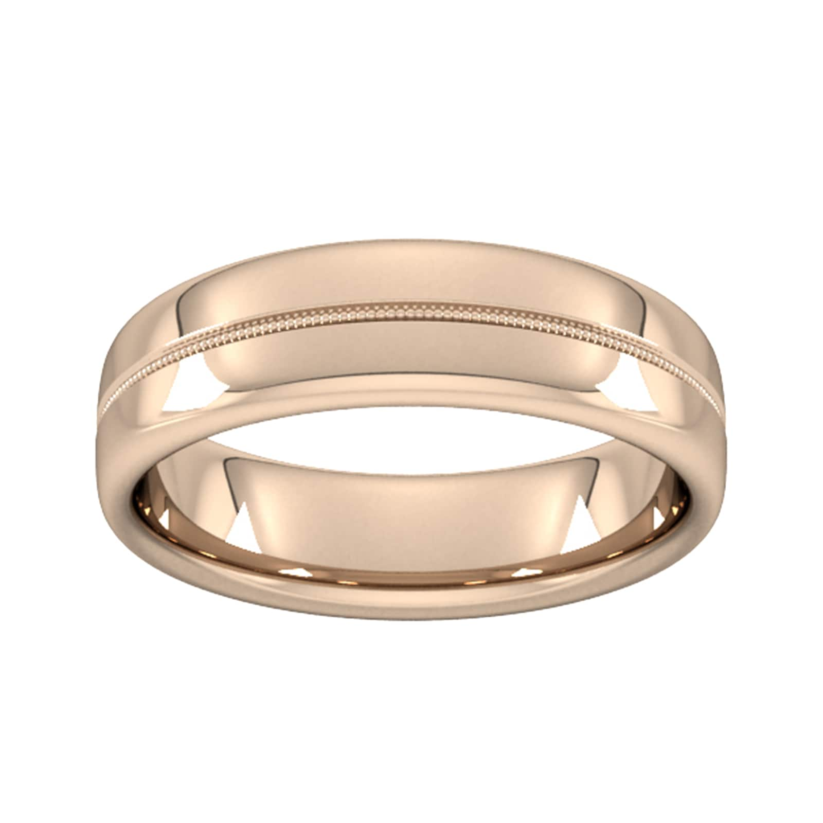 6mm D Shape Standard Milgrain Centre Wedding Ring In 18 Carat Rose Gold - Ring Size S