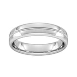 Goldsmiths 5mm D Shape Heavy Milgrain Centre Wedding Ring In Platinum