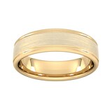 Goldsmiths 6mm Slight Court Extra Heavy Matt Centre With Grooves Wedding Ring In 18 Carat Yellow Gold - Ring Size Y