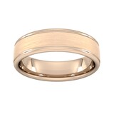 Goldsmiths 6mm Slight Court Standard Matt Centre With Grooves Wedding Ring In 18 Carat Rose Gold - Ring Size R
