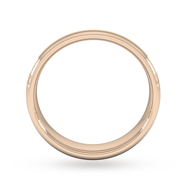 Goldsmiths 5mm Slight Court Heavy Matt Centre With Grooves Wedding Ring In 18 Carat Rose Gold