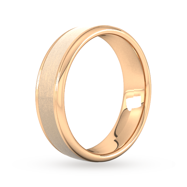 Goldsmiths 6mm Slight Court Heavy Matt Centre With Grooves Wedding Ring In 18 Carat Rose Gold - Ring Size Q