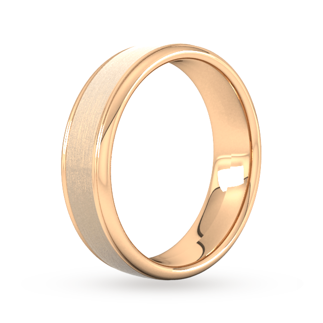 Goldsmiths 6mm Slight Court Heavy Matt Centre With Grooves Wedding Ring In 18 Carat Rose Gold