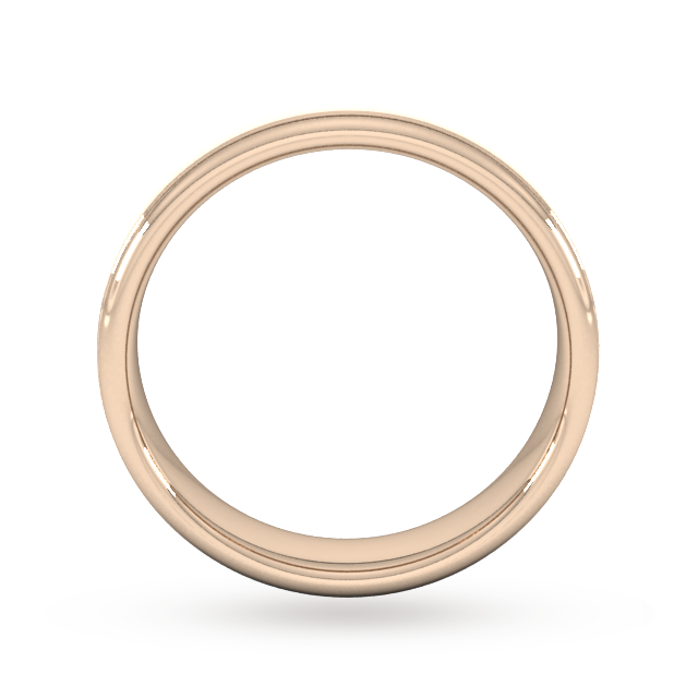 Goldsmiths 5mm Slight Court Extra Heavy Matt Centre With Grooves Wedding Ring In 18 Carat Rose Gold - Ring Size T