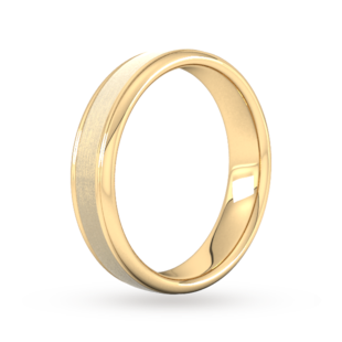 Goldsmiths 5mm Traditional Court Heavy Matt Centre With Grooves Wedding Ring In 9 Carat Yellow Gold