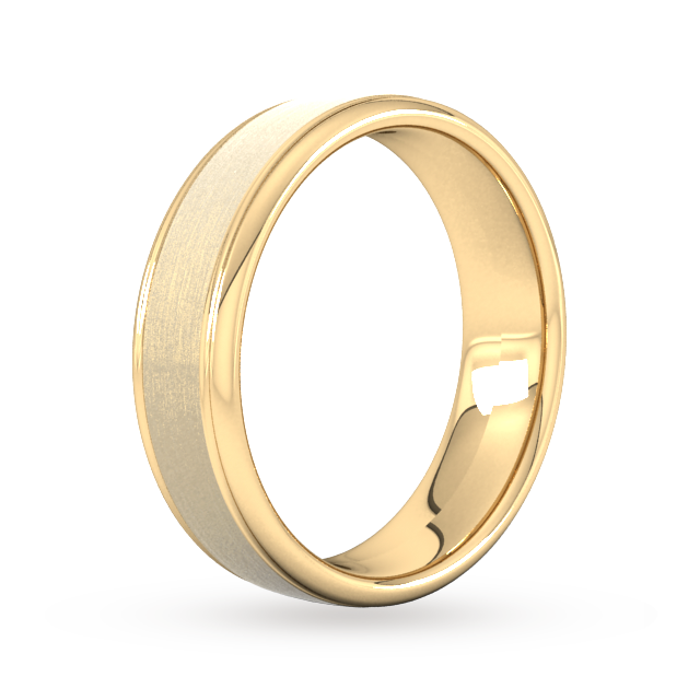 Goldsmiths 6mm Traditional Court Heavy Matt Centre With Grooves Wedding Ring In 9 Carat Yellow Gold