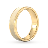 Goldsmiths 6mm Traditional Court Standard Matt Centre With Grooves Wedding Ring In 18 Carat Yellow Gold - Ring Size Q