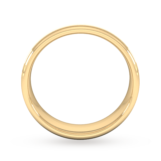 Goldsmiths 6mm Traditional Court Standard Matt Centre With Grooves Wedding Ring In 18 Carat Yellow Gold - Ring Size Q