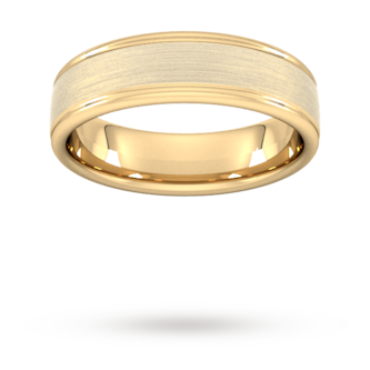 Goldsmiths 6mm Traditional Court Heavy Matt Centre With Grooves Wedding Ring In 18 Carat Yellow Gold
