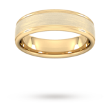 Goldsmiths 6mm Traditional Court Heavy Matt Centre With Grooves Wedding Ring In 18 Carat Yellow Gold - Ring Size S