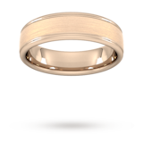 Goldsmiths 5mm D Shape Standard Matt Centre With Grooves Wedding Ring In 18 Carat Rose Gold