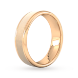 Goldsmiths 6mm D Shape Standard Matt Centre With Grooves Wedding Ring In 18 Carat Rose Gold