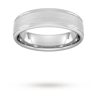 Goldsmiths 6mm D Shape Heavy Matt Centre With Grooves Wedding Ring In Platinum