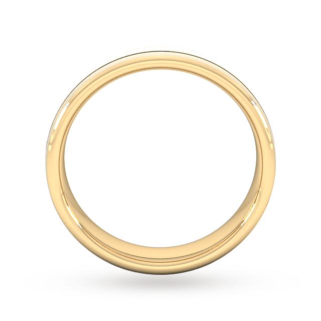 Goldsmiths 5mm Slight Court Standard Matt Finish With Double Grooves Wedding Ring In 9 Carat Yellow Gold - Ring Size Q