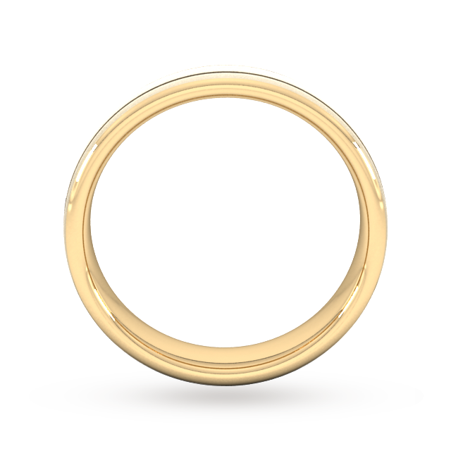 Goldsmiths 5mm Slight Court Heavy Matt Finish With Double Grooves Wedding Ring In 9 Carat Yellow Gold