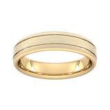 Goldsmiths 5mm Slight Court Extra Heavy Matt Finish With Double Grooves Wedding Ring In 9 Carat Yellow Gold - Ring Size Q