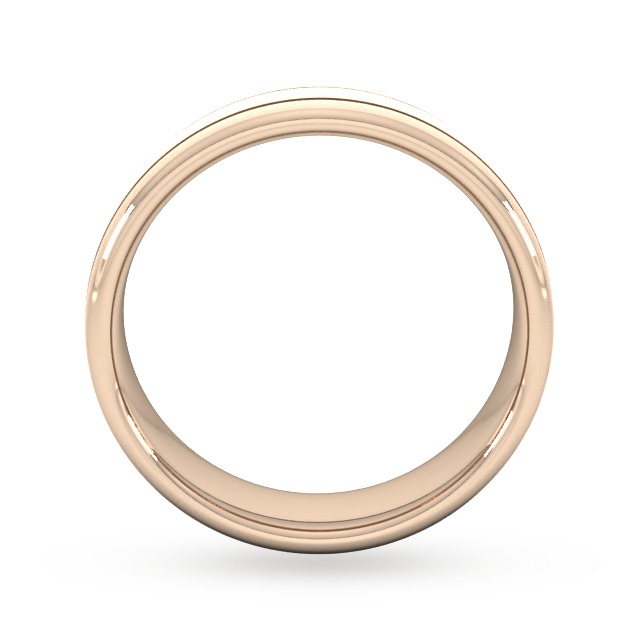 Goldsmiths 6mm Slight Court Standard Matt Finish With Double Grooves Wedding Ring In 9 Carat Rose Gold