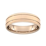 Goldsmiths 6mm Slight Court Extra Heavy Matt Finish With Double Grooves Wedding Ring In 9 Carat Rose Gold - Ring Size Q