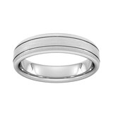 Goldsmiths 5mm Slight Court Extra Heavy Matt Finish With Double Grooves Wedding Ring In 18 Carat White Gold - Ring Size Q