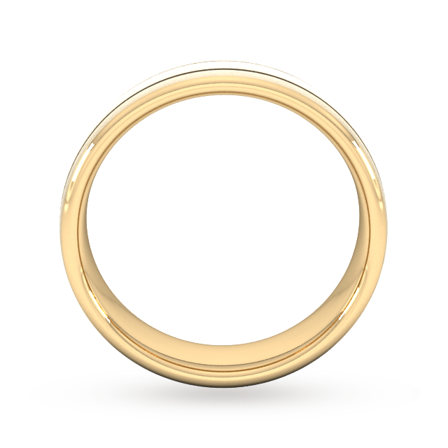 Goldsmiths 6mm Slight Court Standard Matt Finish With Double Grooves Wedding Ring In 18 Carat Yellow Gold