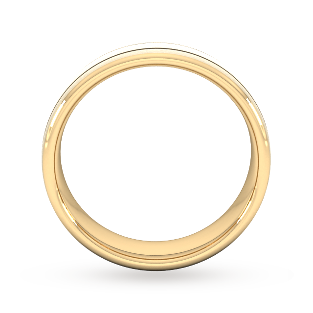 Goldsmiths 6mm Slight Court Standard Matt Finish With Double Grooves Wedding Ring In 18 Carat Yellow Gold - Ring Size Q