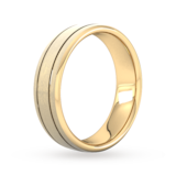 Goldsmiths 6mm Slight Court Extra Heavy Matt Finish With Double Grooves Wedding Ring In 18 Carat Yellow Gold