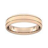 Goldsmiths 5mm Slight Court Standard Matt Finish With Double Grooves Wedding Ring In 18 Carat Rose Gold - Ring Size M