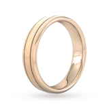 Goldsmiths 5mm Slight Court Standard Matt Finish With Double Grooves Wedding Ring In 18 Carat Rose Gold - Ring Size K