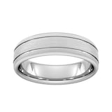 Goldsmiths 6mm Slight Court Heavy Matt Finish With Double Grooves Wedding Ring In Platinum - Ring Size K