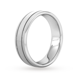 Goldsmiths 6mm Slight Court Heavy Matt Finish With Double Grooves Wedding Ring In Platinum - Ring Size K