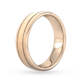 Goldsmiths 6mm Flat Court Heavy Matt Finish With Double Grooves Wedding Ring In 9 Carat Rose Gold - Ring Size I