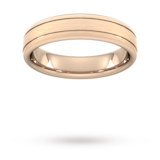 Goldsmiths 5mm Traditional Court Standard Matt Finish With Double Grooves Wedding Ring In 9 Carat Rose Gold