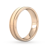 Goldsmiths 6mm Traditional Court Heavy Matt Finish With Double Grooves Wedding Ring In 18 Carat Rose Gold - Ring Size J