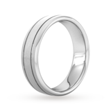 Goldsmiths 6mm Traditional Court Heavy Matt Finish With Double Grooves Wedding Ring In Platinum