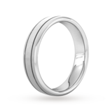 Goldsmiths 5mm D Shape Heavy Matt Finish With Double Grooves Wedding Ring In 9 Carat White Gold - Ring Size Z
