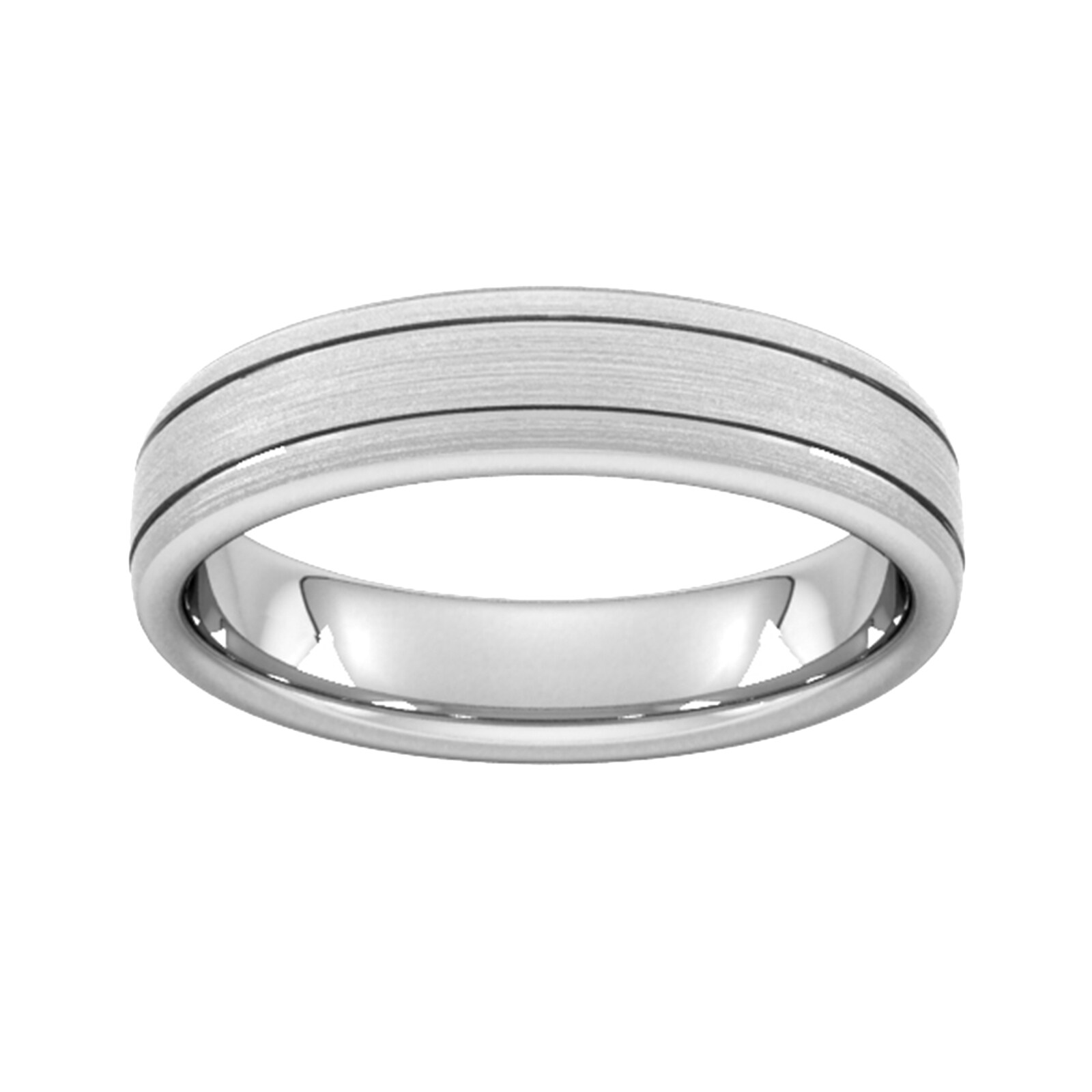 Goldsmiths 5mm D Shape Heavy Matt Finish With Double Grooves Wedding