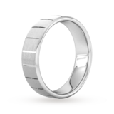 Goldsmiths 6mm Slight Court Standard Vertical Lines Wedding Ring In 9 Carat White Gold - Ring Size K