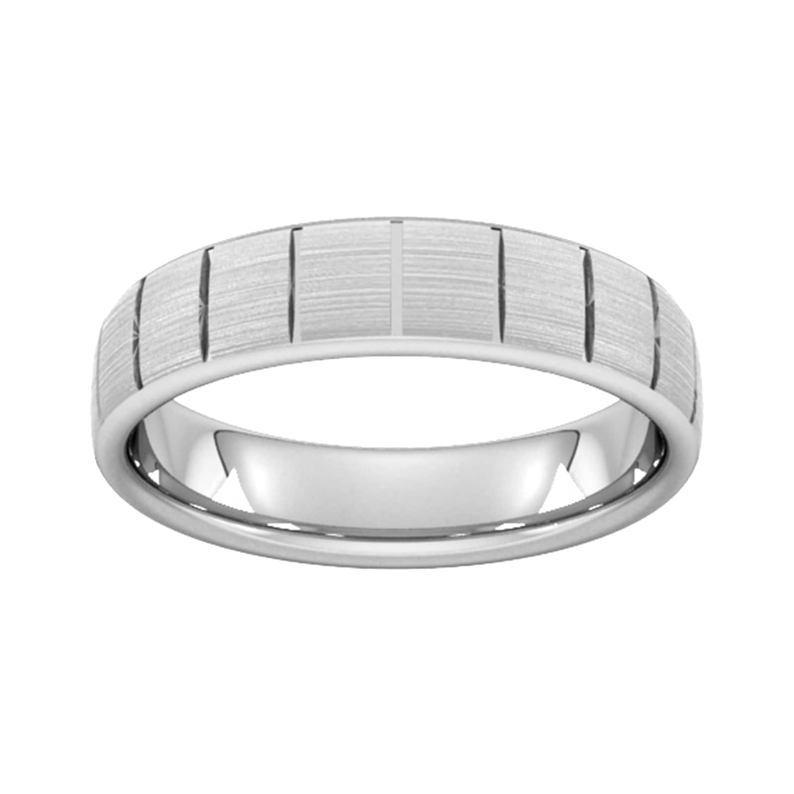 5mm Slight Court Extra Heavy Vertical Lines Wedding Ring In 9 Car