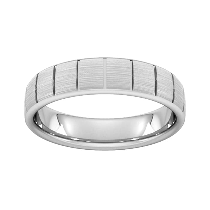 Goldsmiths 5mm Slight Court Extra Heavy Vertical Lines Wedding Ring In 9 Carat White Gold