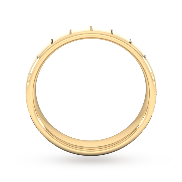 Goldsmiths 5mm Slight Court Heavy Vertical Lines Wedding Ring In 9 Carat Yellow Gold
