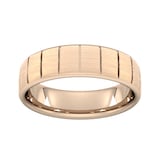 Goldsmiths 6mm Slight Court Standard Vertical Lines Wedding Ring In 9 Carat Rose Gold